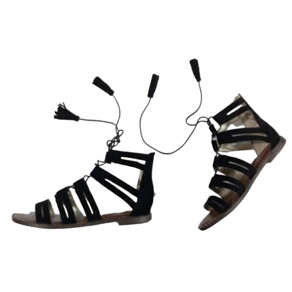 Sam Edelman Black Karine Tassel Gladiator Lace Up Sandals Size 6 - Picture 4 of 8